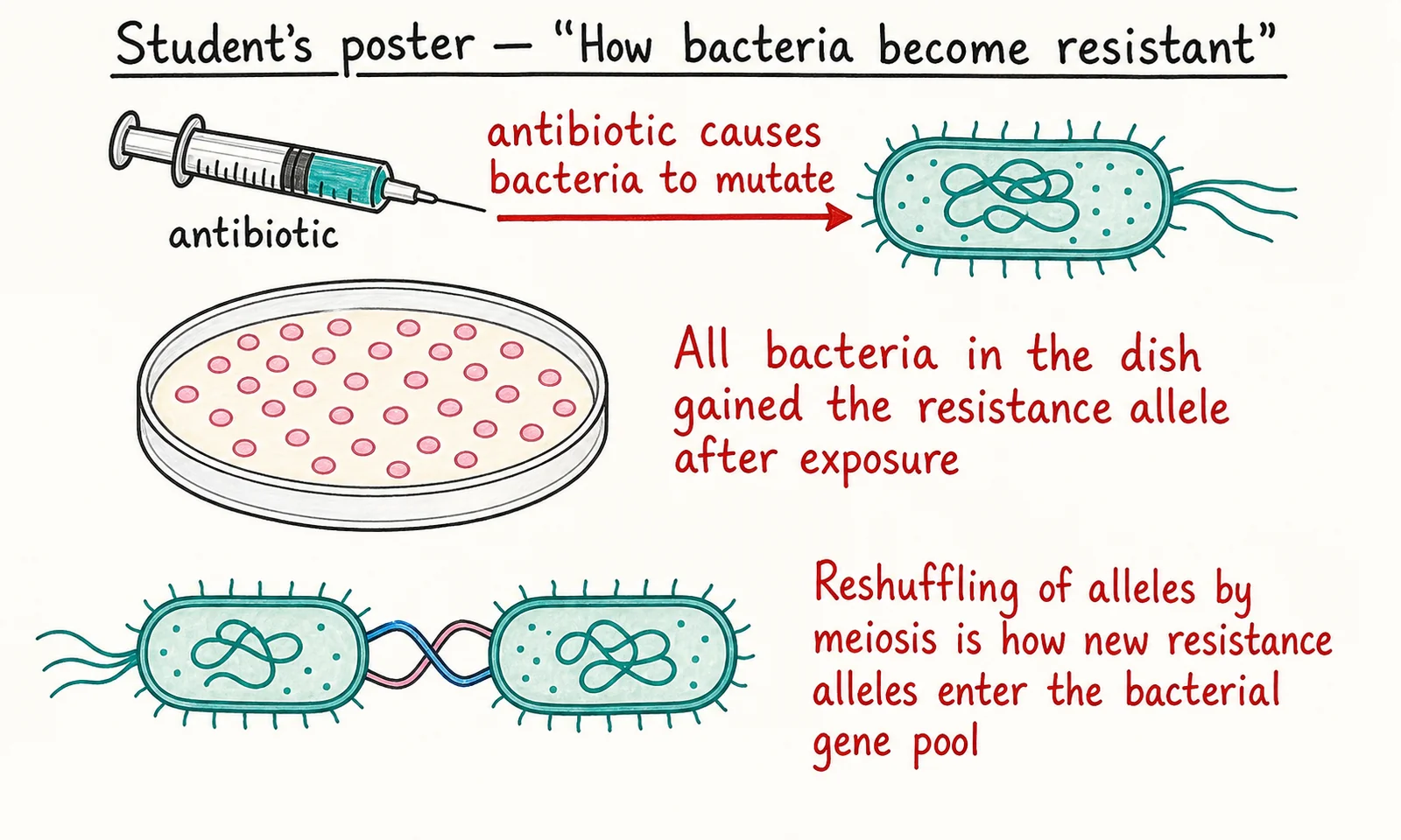 Diagram critique, what's wrong with this student's poster on antibiotic resistance?