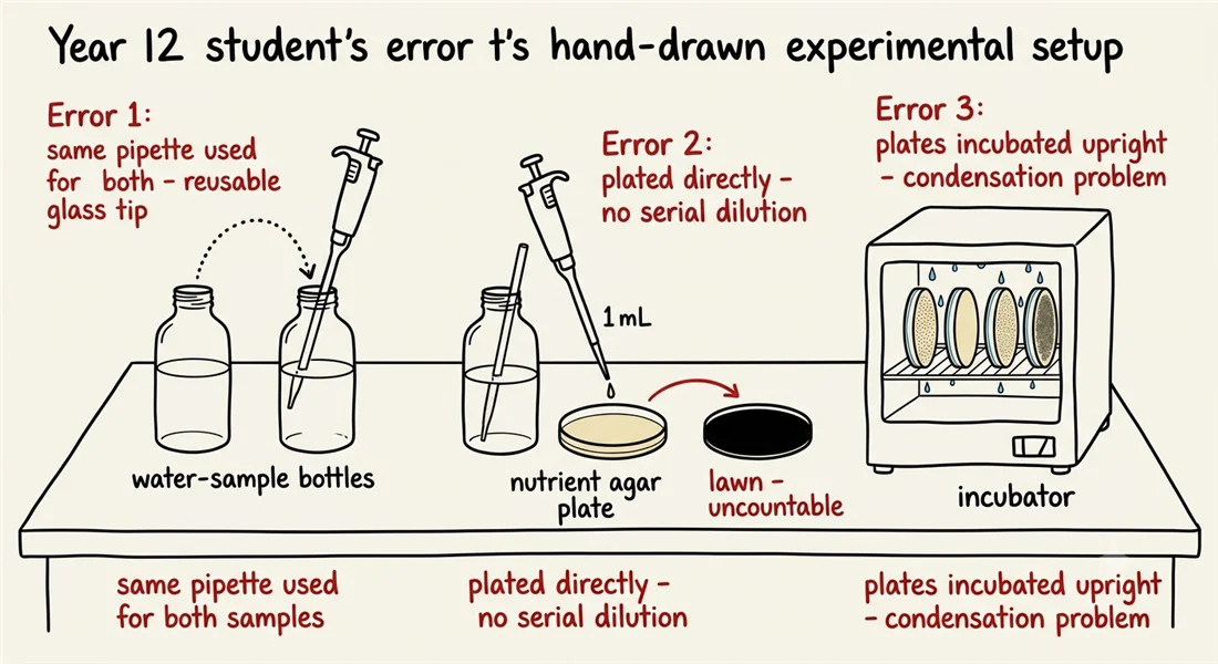 Student experimental setup with errors