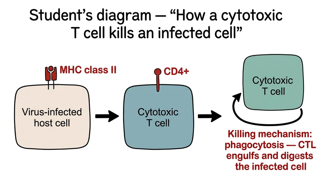 Cytotoxic T cell killing diagram with errors