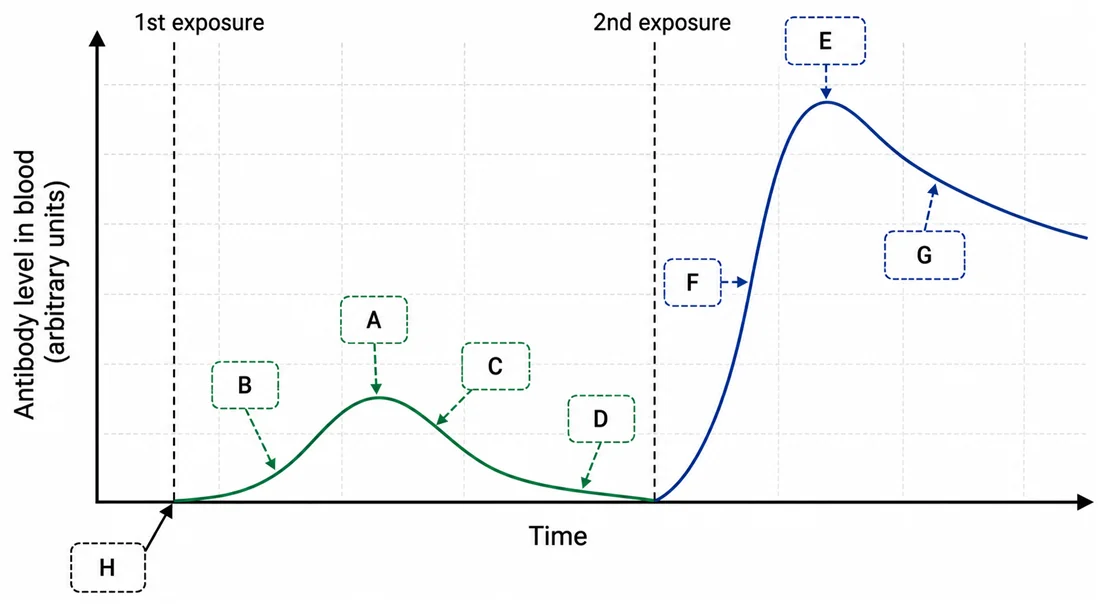 Primary and secondary antibody response graph