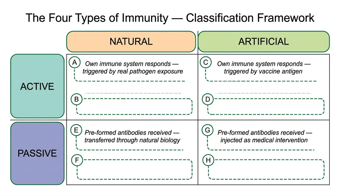 Four types of immunity, classification grid