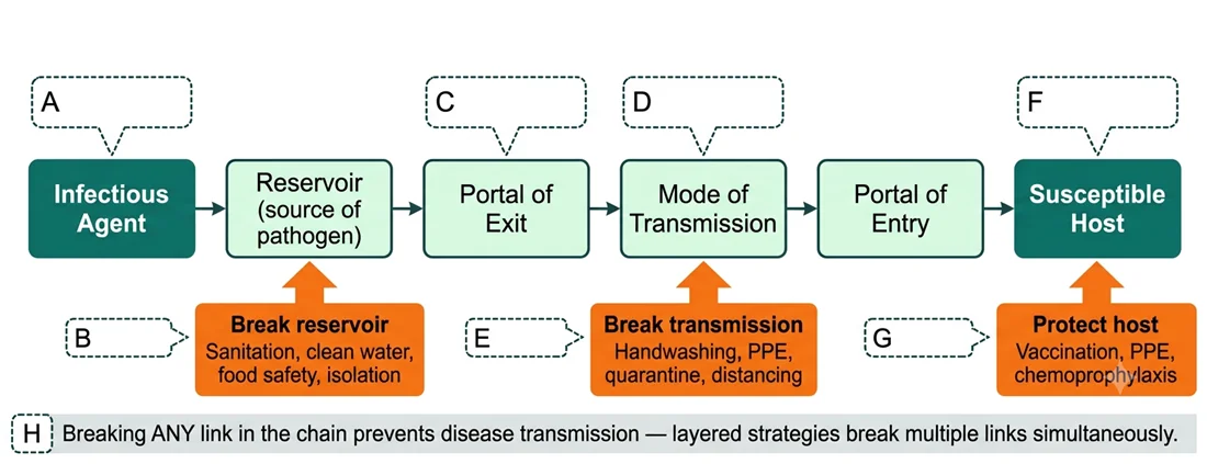 Chain of infection with intervention points