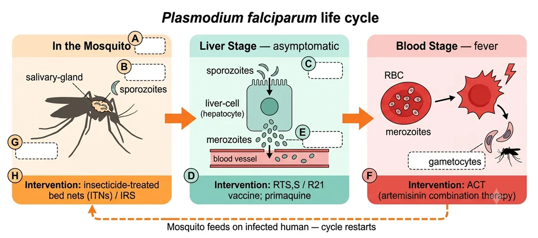 Plasmodium falciparum life cycle
