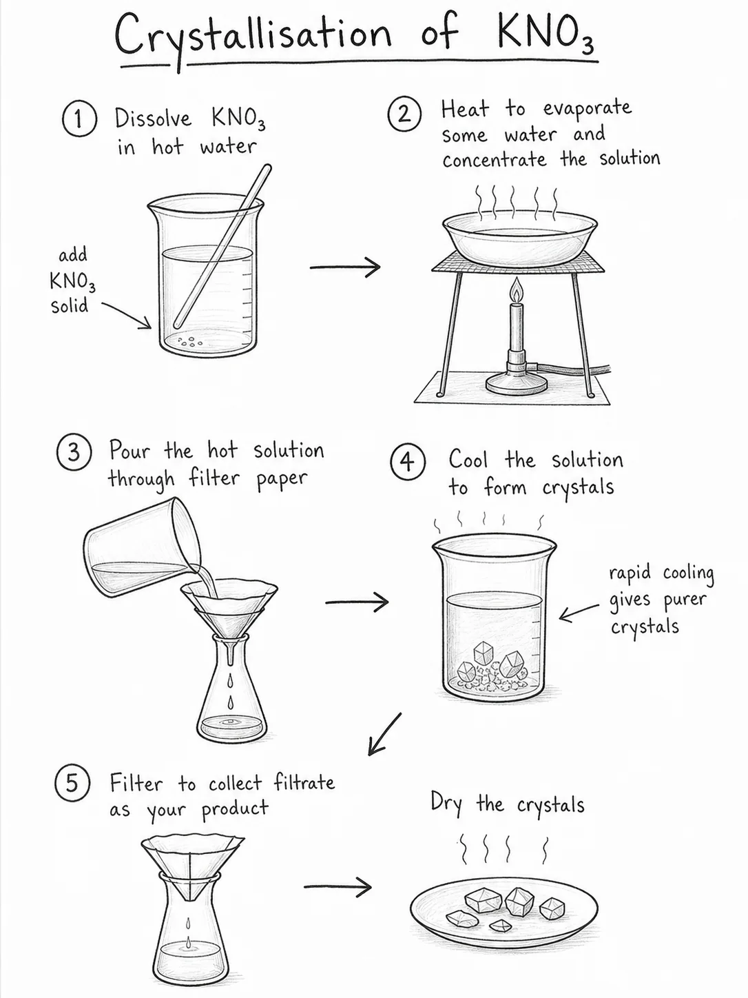 Diagram critique, spot three errors in a student’s crystallisation poster