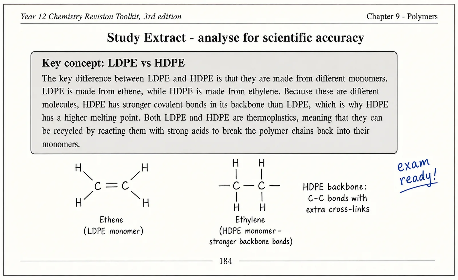 Source critique, evaluate a textbook claim about polymer properties (Band 5–6)